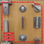 Compact HPL 304 stainless steel accessories for bathroom partitions and doors